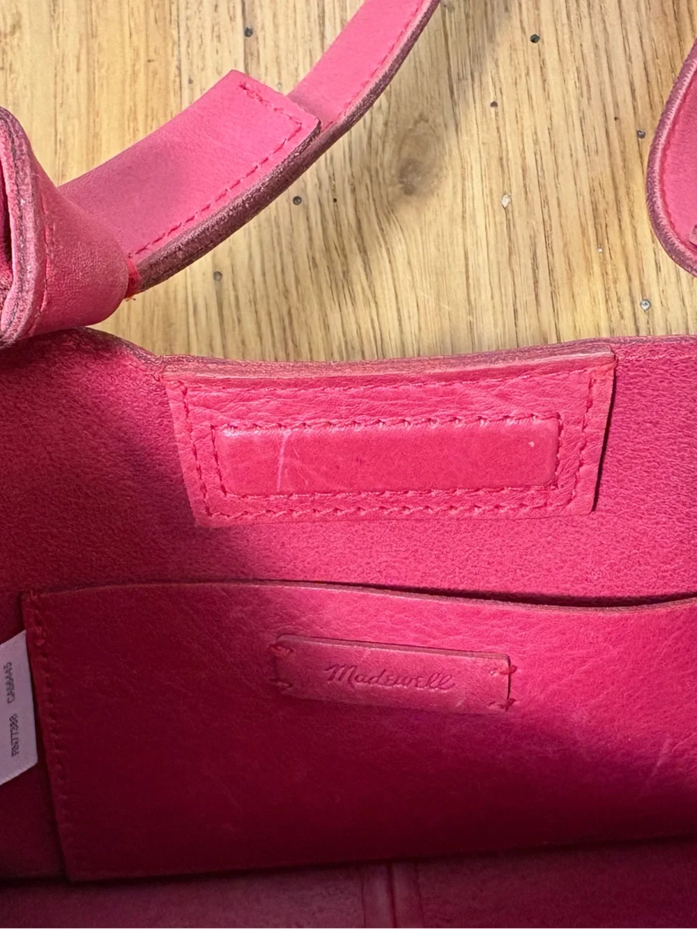 MADEWELL || Sydney Small Leather Hobo Bag in Rosy Hibiscus Pink. Knotted handle.